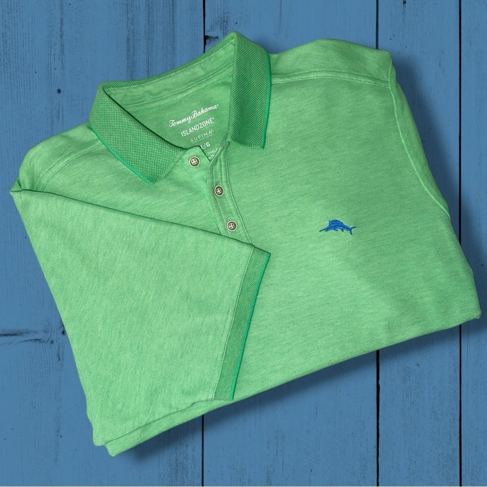 Tommy Bahama IslandZone Supima Polo Shirt Green Large Supima Cotton Performance